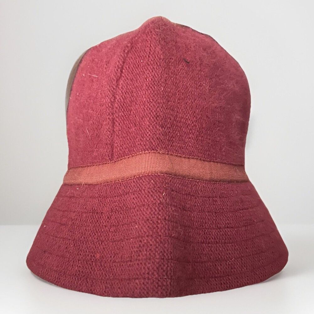 Gap Bucket Hat Womens Cloche Red Fuzzy Rabbit Hair Wool